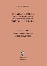 Πίνακας λέξεων των αποκηρυγμένων ποιημάτων και των κρυμμένων ποιημάτων του Κ. Π. Καβάφη: Σε παράρτημα ορθογραφικά σημάδια και σημεία στίξης