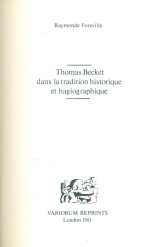 Thomas Becket dans la tradition historique et hagiographique